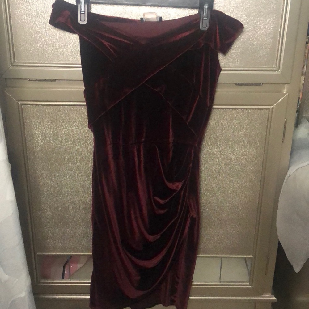 Off the shoulder red dress